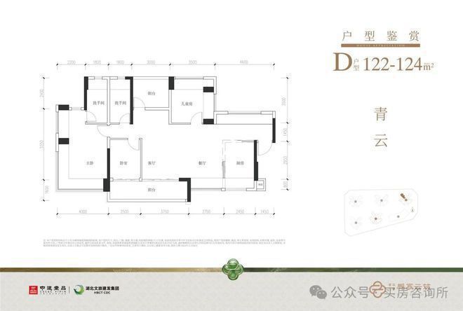 中建鹏宸云筑最新户型朝向：建面约105-143㎡4房以上住宅朝向佳(图6)