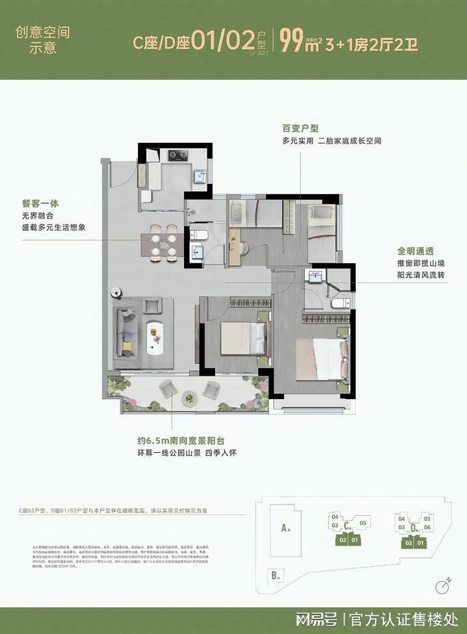 宝安言成云祥公馆：72-140㎡户型解析293万起抢石岩综合体准现房(图5)